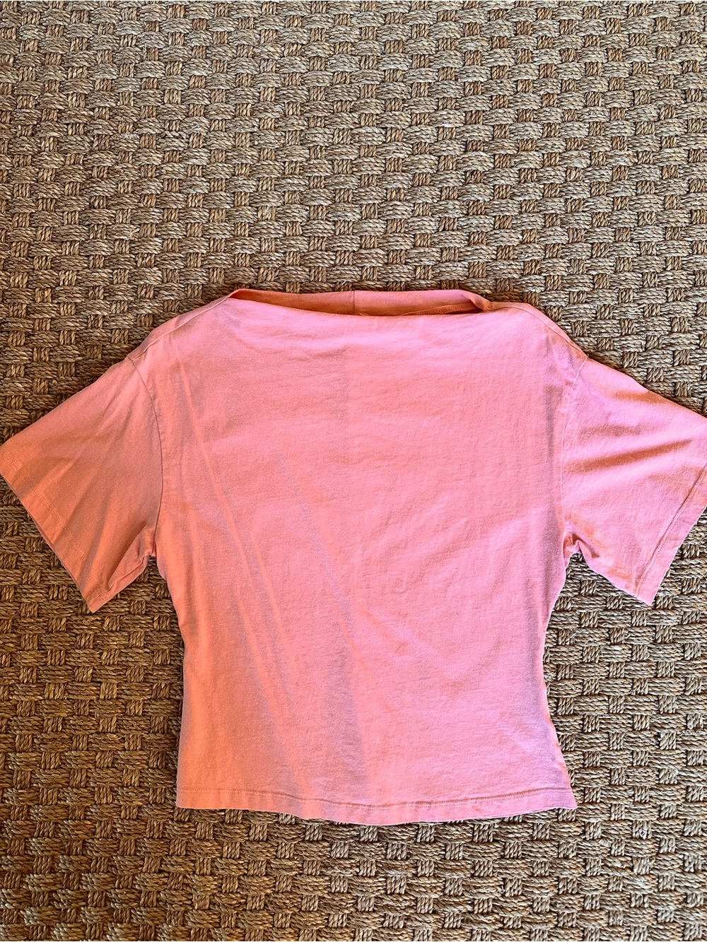 H&M Coral Pink Boatneck Dolman Sleeve T-Shirt Top Size Small